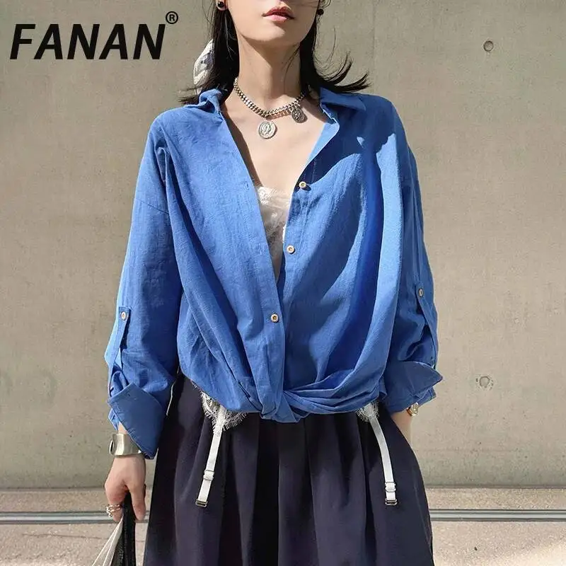 FANAN 100% Linen Tops For Women Summer New Simple Casual Style Shirt Collar Linen Knot Long Sleeve Loose Shirt For Women
FANAN 100% Linen Tops For Women Summer New Simple Casual Style Shirt Collar Linen Knot Long Sleeve Loose Shirt For Women