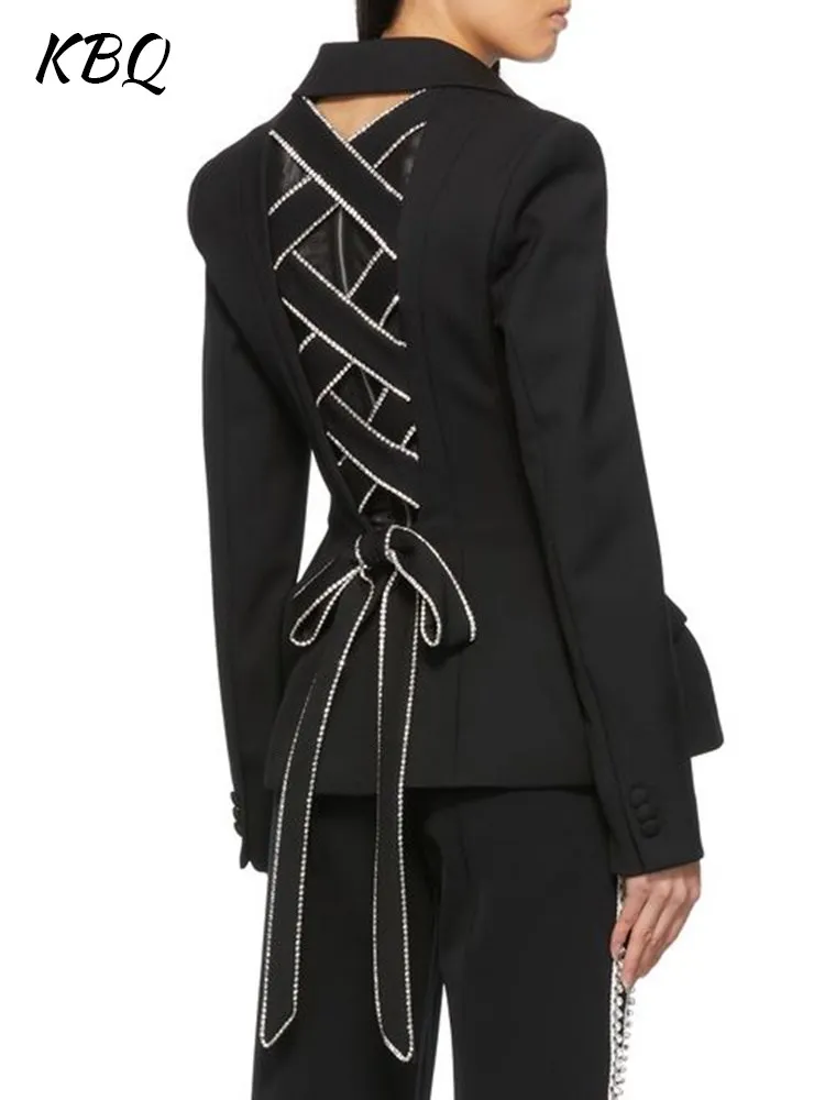 KBQ Hollow Out Crisscross Backless Blazer For Women Notched Collar Long Sleeve Spliced Lace Up Solid Blazers Female Fashion New
KBQ Hollow Out Crisscross Backless Blazer For Women Notched Collar Long Sleeve Spliced Lace Up Solid Blazers Female Fashion New