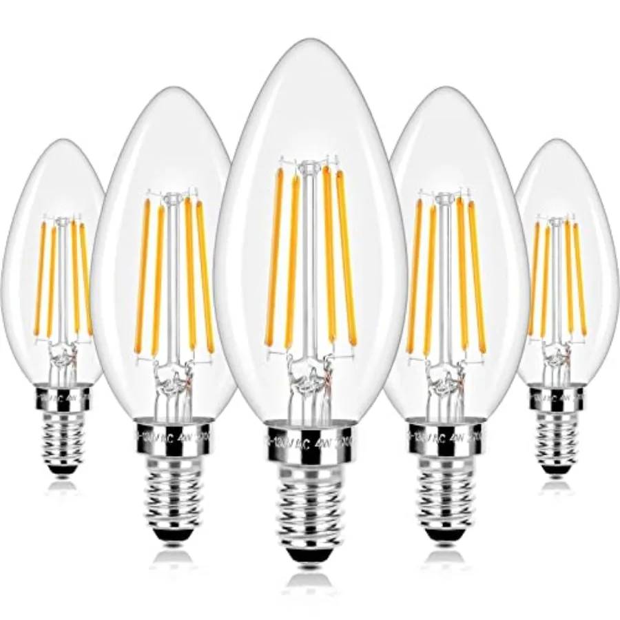 E12 LED Candelabra Bulbs 40 Watt Equivalent, 4W Vintage Candle Light Bulbs Dimmable, 470Lm Warm White 2700K B10 Edison Bulb, Fi
E12 LED Candelabra Bulbs 40 Watt Equivalent, 4W Vintage Candle Light Bulbs Dimmable, 470Lm Warm White 2700K B10 Edison Bulb, Fi