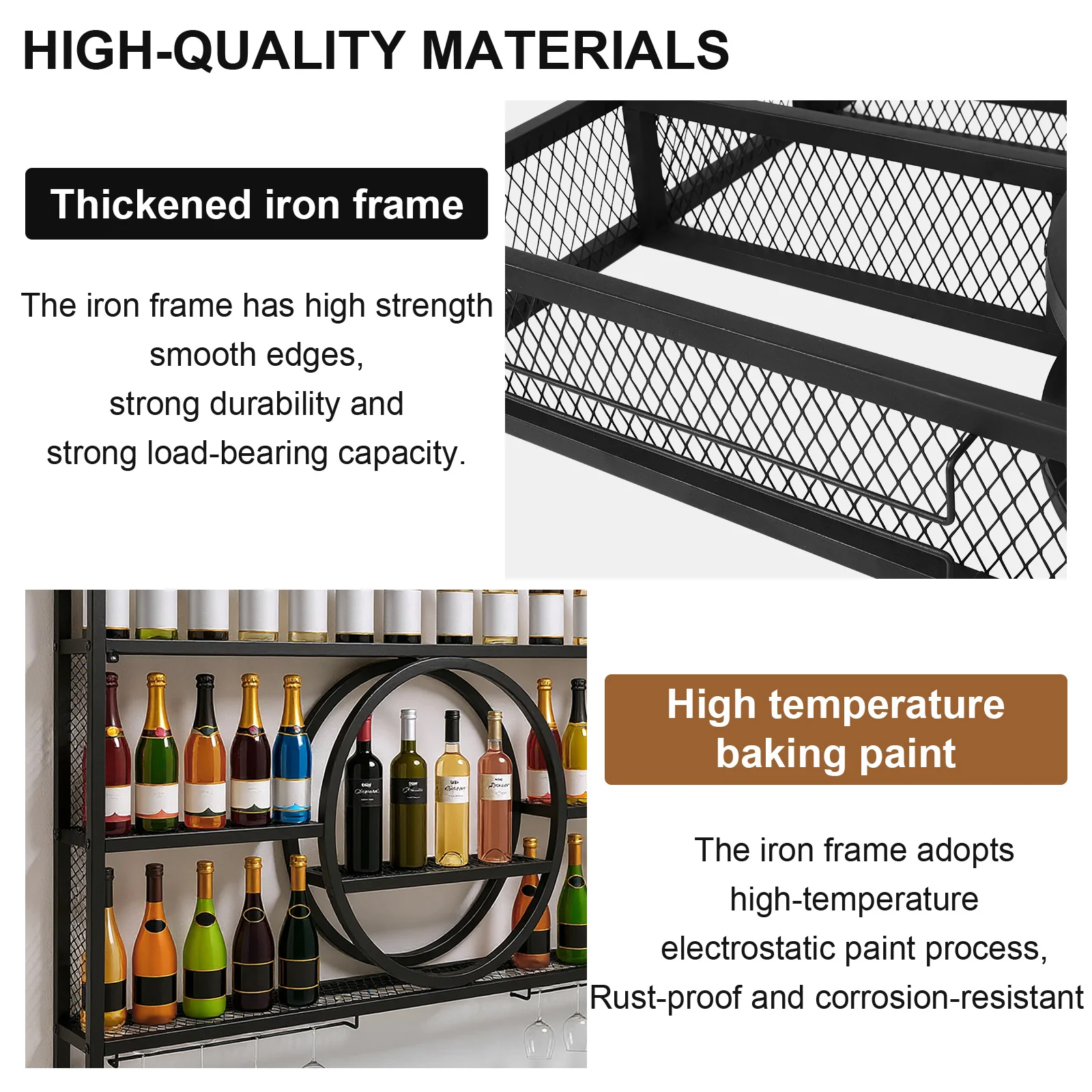 Bar Liquor Bottle Display Shelf Wall-Mounted Metal Wine Storage Cabinet Large Capacity For Home Kitchen
Bar Liquor Bottle Display Shelf Wall-Mounted Metal Wine Storage Cabinet Large Capacity For Home Kitchen