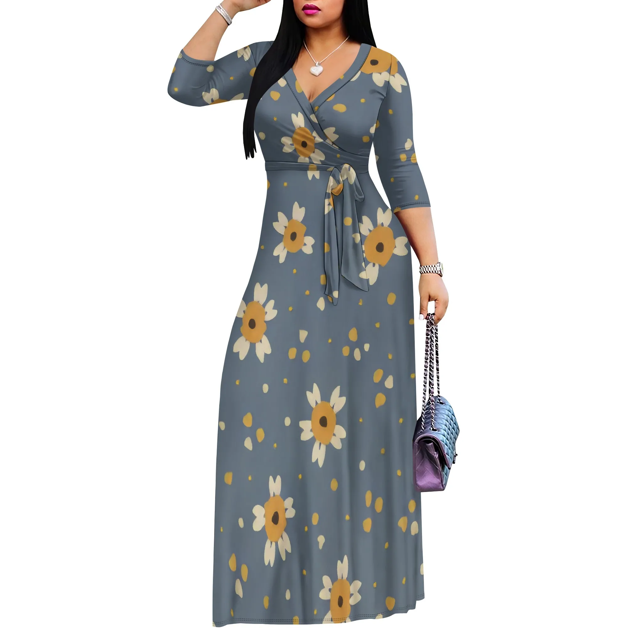 Plus Size Maxi Dresses for Women Casual Flowy Long Dress 3/4 Sleeve V Neck Wrap Dress with Belt
Plus Size Maxi Dresses for Women Casual Flowy Long Dress 3/4 Sleeve V Neck Wrap Dress with Belt