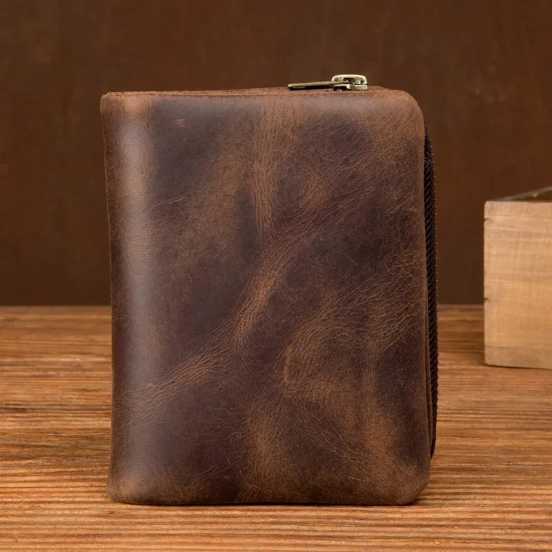 Handmade crazy horse leather wallet retro vertical zipper wallet first layer cowhide simple old wallet man
Handmade crazy horse leather wallet retro vertical zipper wallet first layer cowhide simple old wallet man