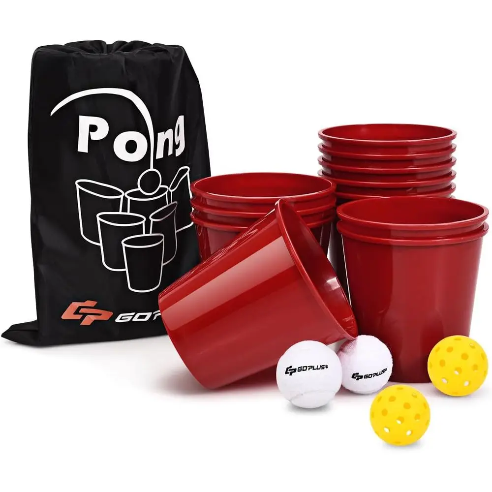 Giant Outdoor Pong Set with 12 Buckets, 2 Balls, and Carry Bag for Beach, Backyard, Party, Camping
Giant Outdoor Pong Set with 12 Buckets, 2 Balls, and Carry Bag for Beach, Backyard, Party, Camping
