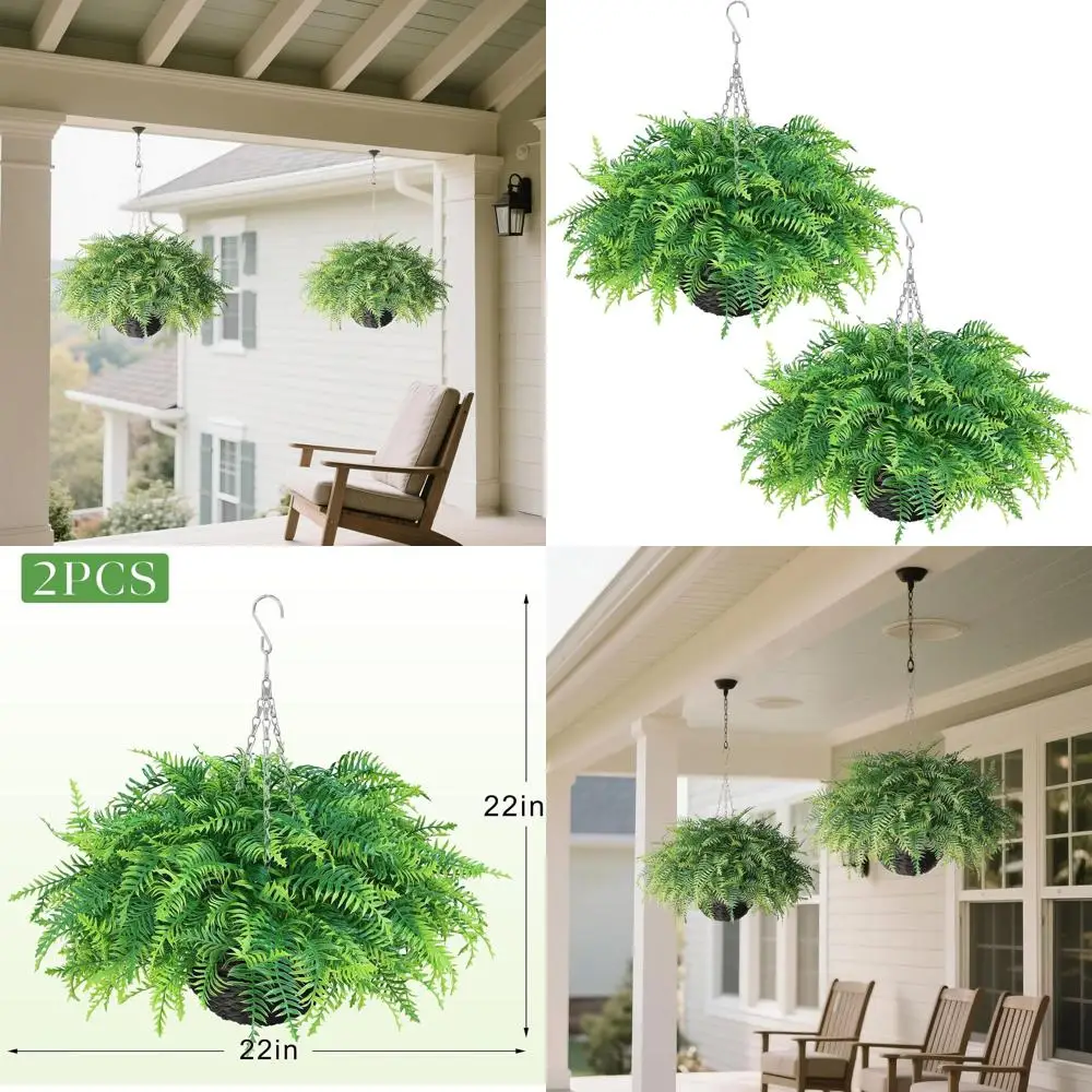 Artiicial erns Plants with Hanging Basket-2 Set or Outdoor Decoration,ake Boston ern Hanging Planters aux Greenery UV Resistant
Artiicial erns Plants with Hanging Basket-2 Set or Outdoor Decoration,ake Boston ern Hanging Planters aux Greenery UV Resistant
