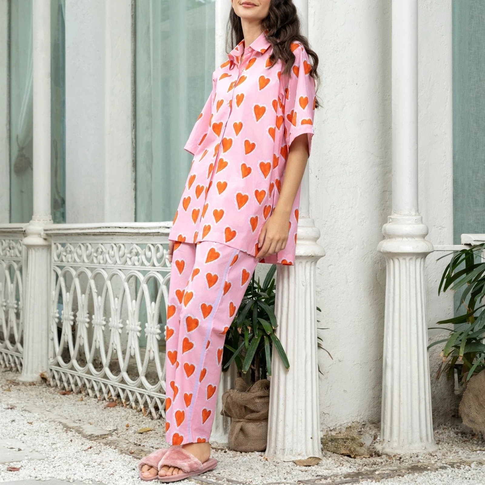 HEZIOWYUN Women's Fall Heart Plaid Pattern Print Pajamas Set Flower Love Elbow Sleeve Lapel Tops with Pants Loungewear 2 Pcs Set
HEZIOWYUN Women's Fall Heart Plaid Pattern Print Pajamas Set Flower Love Elbow Sleeve Lapel Tops with Pants Loungewear 2 Pcs Set