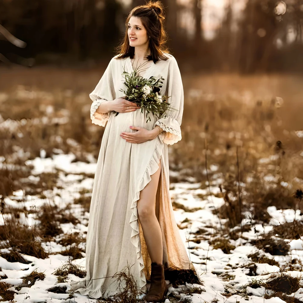 Boho Maternity Dress Photo Shoot Lace Trim V-neck Elegant Pregnancy Backless Gown for Baby Shower Family Photography
Boho Maternity Dress Photo Shoot Lace Trim V-neck Elegant Pregnancy Backless Gown for Baby Shower Family Photography