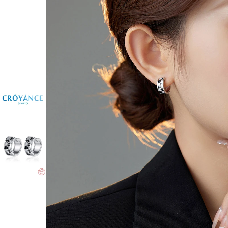 Hiphop Rock Fashion Black&White Crystal Lattice Design Hoop Earrings 925 Sterling Silver Women&Men Jewelry Widen Hook Ear Circle
Hiphop Rock Fashion Black&White Crystal Lattice Design Hoop Earrings 925 Sterling Silver Women&Men Jewelry Widen Hook Ear Circle