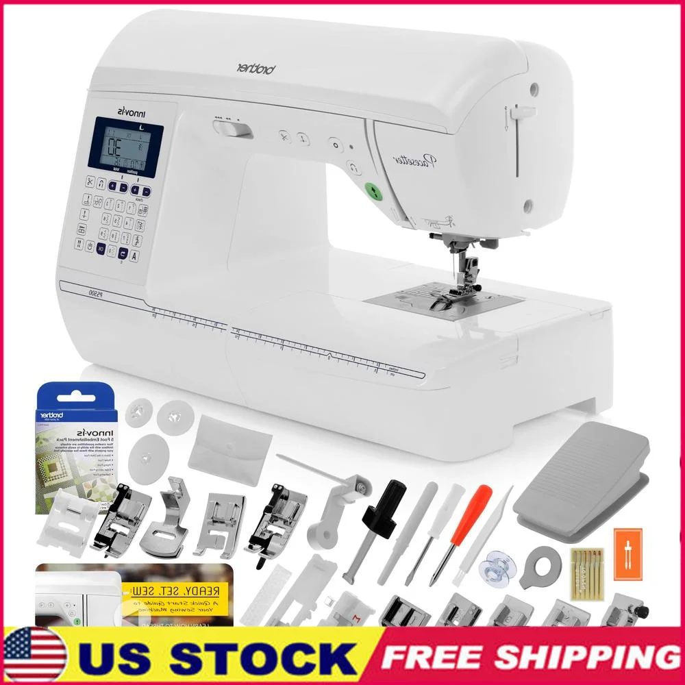 Innov-ís Pacesetter PS500 Computerized Sewing Machine 100 Built-In Stitches Starter Package 5 Foot Embellishment Pack
Innov-ís Pacesetter PS500 Computerized Sewing Machine 100 Built-In Stitches Starter Package 5 Foot Embellishment Pack