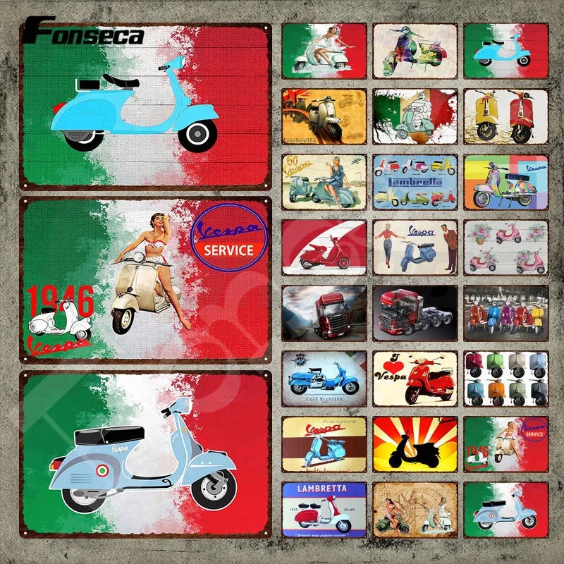 Motorcycle Metal Sign Famous Italian Scooter Brand Tin Sign Decorative Tin Plate Metal Poster Vintage Plaque Home Garage Decor
Motorcycle Metal Sign Famous Italian Scooter Brand Tin Sign Decorative Tin Plate Metal Poster Vintage Plaque Home Garage Decor