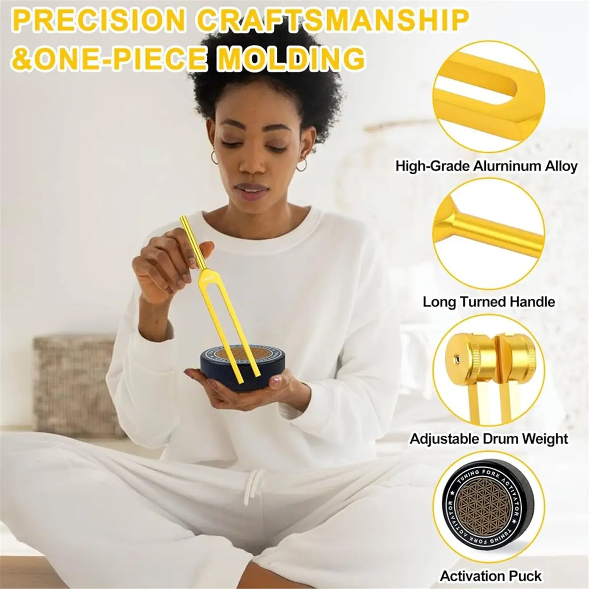 Tuning Forks for Healing Set (Gold) - Includes 128Hz,136.1Hz,256Hz,384Hz & Activator, for Chakra, Yoga, and Meditation
Tuning Forks for Healing Set (Gold) - Includes 128Hz,136.1Hz,256Hz,384Hz & Activator, for Chakra, Yoga, and Meditation