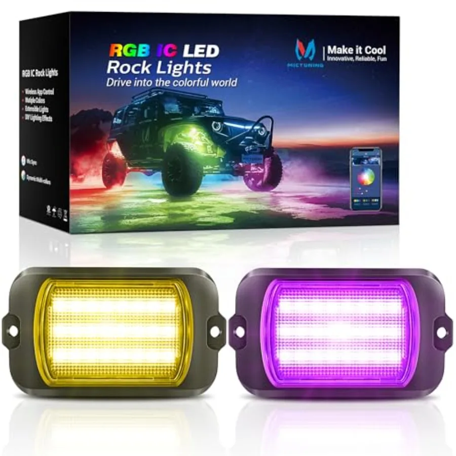 06 1000% Bright Q1 MAX RGB+IC LED Rock Lights 4 LEDs Chasing Dreamcolor Extensible Underglow Multicolor Neon Light Underbody Li
06 1000% Bright Q1 MAX RGB+IC LED Rock Lights 4 LEDs Chasing Dreamcolor Extensible Underglow Multicolor Neon Light Underbody Li