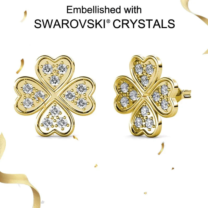 Daisini 925 Sterling Silver 5A Zircons Four Leaves Ear Studs for Women Plated 18k Real Gold Elegant Dazzling Charm Fine Jewelry
Daisini 925 Sterling Silver 5A Zircons Four Leaves Ear Studs for Women Plated 18k Real Gold Elegant Dazzling Charm Fine Jewelry