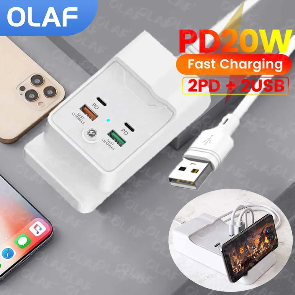 4 in 1 USB C PD Fast Charging Charger Station Multiport USB Power Strip Electrical Socket Quick Charge 3.0 USB Hub Charger
4 in 1 USB C PD Fast Charging Charger Station Multiport USB Power Strip Electrical Socket Quick Charge 3.0 USB Hub Charger