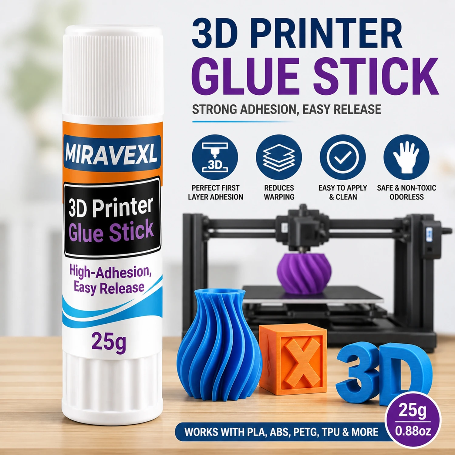3D Printer Glue Stick High Adhesion Easy Release Solid Adhesive for 3D Printing Hot Bed Build Plate Parts Accessories
3D Printer Glue Stick High Adhesion Easy Release Solid Adhesive for 3D Printing Hot Bed Build Plate Parts Accessories