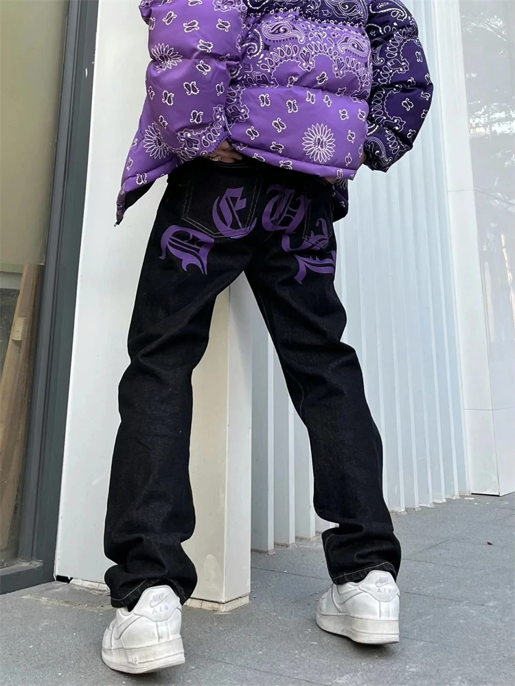 Men's Y2k Jeans Cashew Flowers Purple Streetwear Casual Pants Punk Hip Hop Letter Print Baggy Harajuku Straight Denim Trousers
Men's Y2k Jeans Cashew Flowers Purple Streetwear Casual Pants Punk Hip Hop Letter Print Baggy Harajuku Straight Denim Trousers
