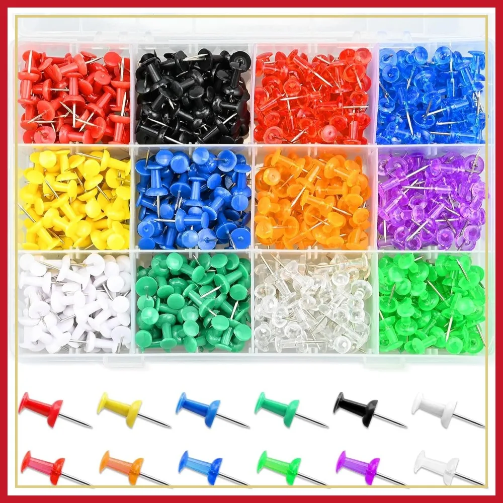 600 Pack Thumb Tacks, Colored Push Pins 12 Colors, Steel Point for Bulletin Board, Crafts
600 Pack Thumb Tacks, Colored Push Pins 12 Colors, Steel Point for Bulletin Board, Crafts