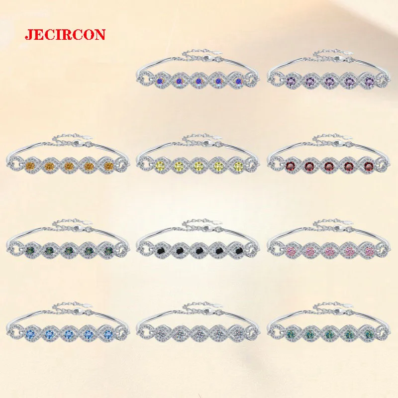 JECIRCON 5 Stone Moissanite 925 Sterling Silver Bracelet for Women Each 0.3CT Colorful Diamond High-end Durable Jewelry with GRA
JECIRCON 5 Stone Moissanite 925 Sterling Silver Bracelet for Women Each 0.3CT Colorful Diamond High-end Durable Jewelry with GRA