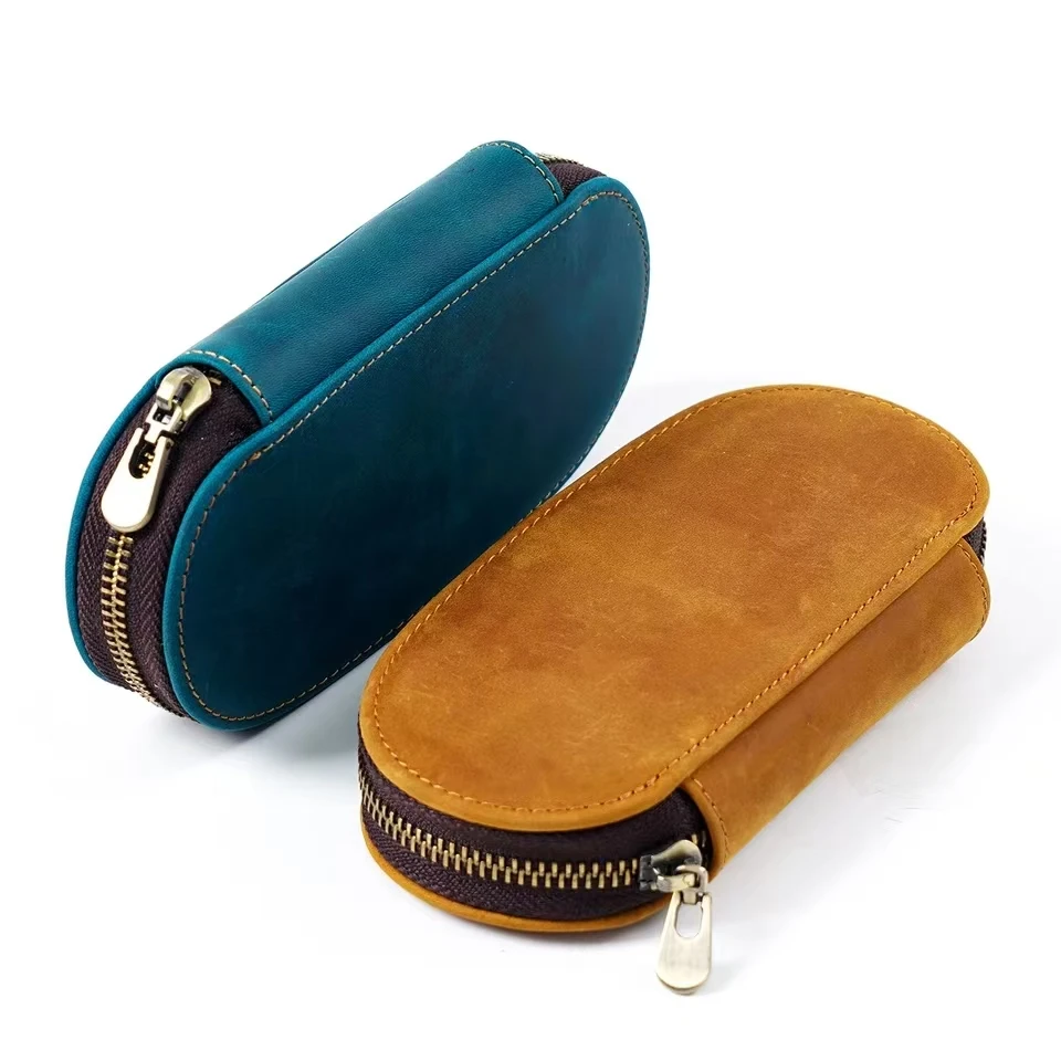 New Vintage Crazy Horse Leather Pen Case 3-Pack, Oval Zippered Portable Pencil Pouch for Fountain Pens 
New Vintage Crazy Horse Leather Pen Case 3-Pack, Oval Zippered Portable Pencil Pouch for Fountain Pens
