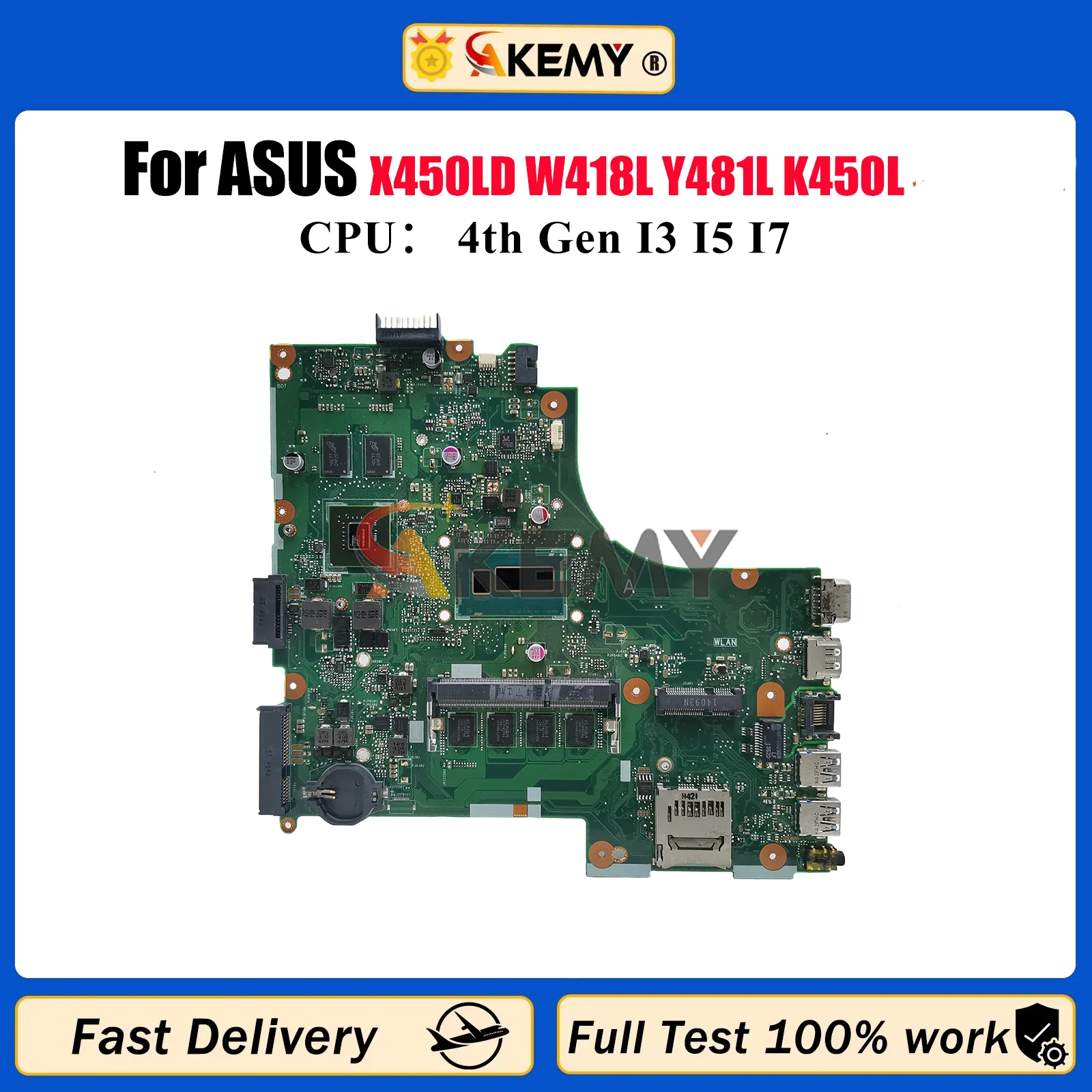 X450LD Laptop Motherboard For ASUS X450L W418L Y481L K450L VM480L R409L R412L X450LD X450LC X450LB X450LN Mainboard I3 I5 I7 CPU
X450LD Laptop Motherboard For ASUS X450L W418L Y481L K450L VM480L R409L R412L X450LD X450LC X450LB X450LN Mainboard I3 I5 I7 CPU
