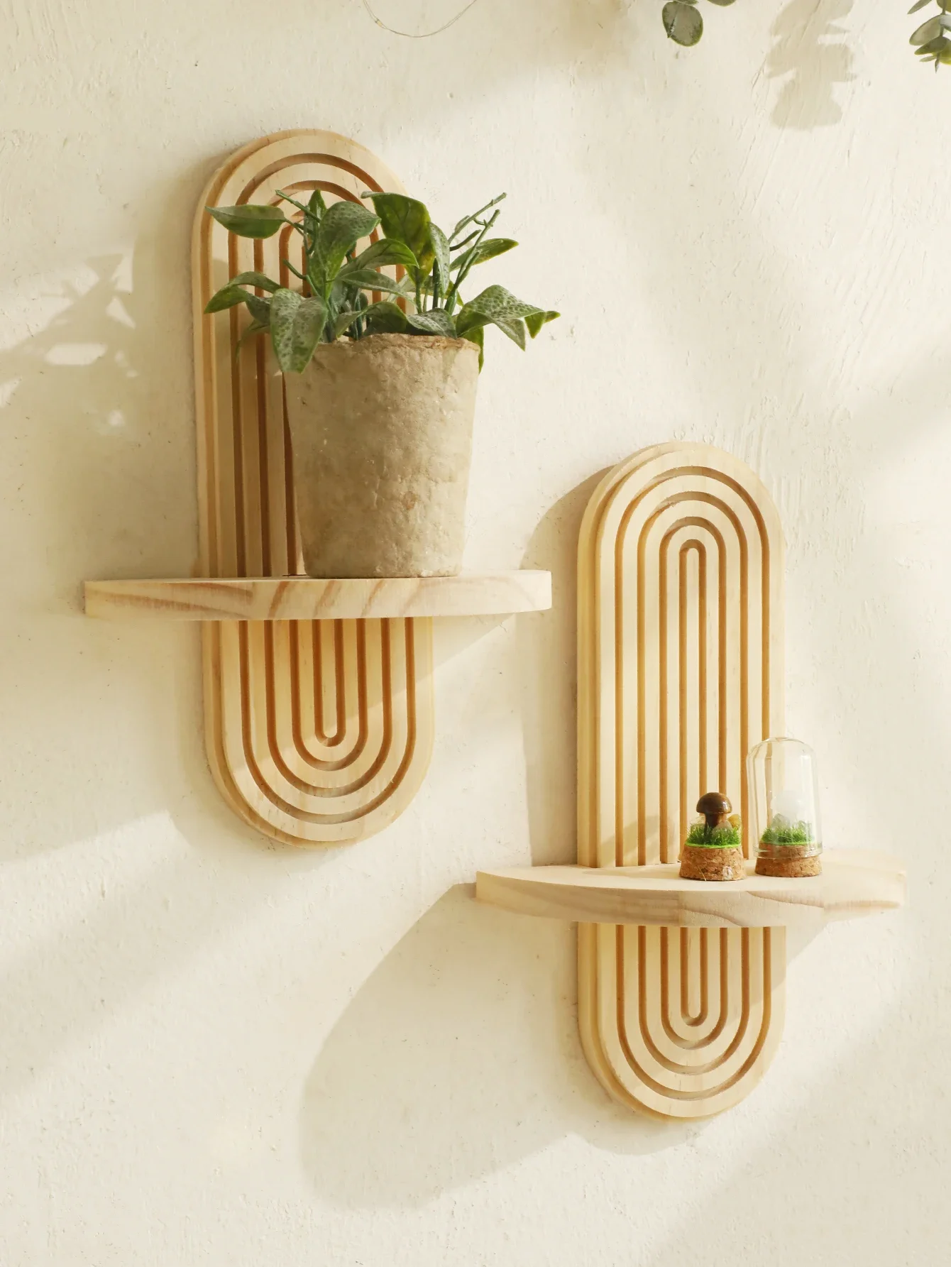 1Pc Boho Style Wooden Wall Shelves - Geometric Wall Mounted Shelves, Natural Wood Finish, Modern Home Decor, Plant Decorative
1Pc Boho Style Wooden Wall Shelves - Geometric Wall Mounted Shelves, Natural Wood Finish, Modern Home Decor, Plant Decorative