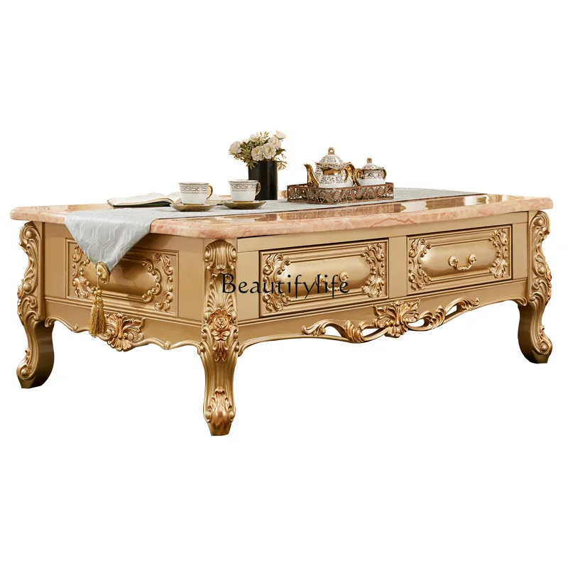 European coffee table high-end luxury European and American style solid wood carving flower home large table
European coffee table high-end luxury European and American style solid wood carving flower home large table