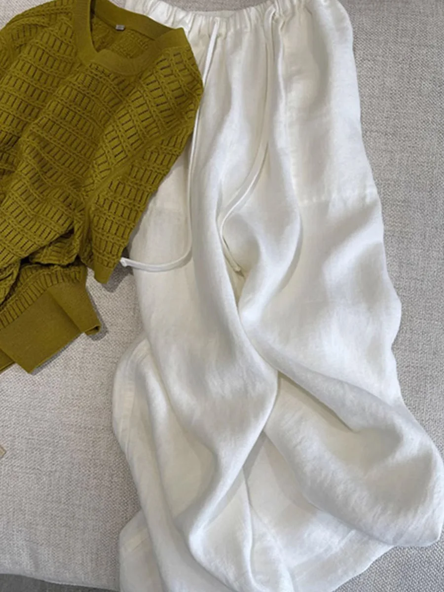 White Cotton Linen Wide Leg Pants Women Early Spring Thin Sun Protection Elastic Waist Loose Fit Casual Long Trousers
White Cotton Linen Wide Leg Pants Women Early Spring Thin Sun Protection Elastic Waist Loose Fit Casual Long Trousers