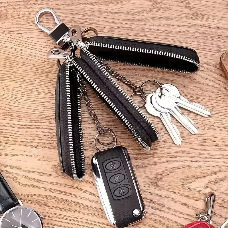 High-End Double Layer Zipper Car Key Holder Leather Key Case Large Capacity Universal Men Women Key Pouch with Keychain
High-End Double Layer Zipper Car Key Holder Leather Key Case Large Capacity Universal Men Women Key Pouch with Keychain