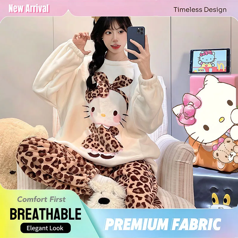 Женский фланелевый пижамный комплект Sanrio Hello Kitty, осенне-зимний, на флисовой подкладке, утолщенный, милый, удобный домашний костюм для отдыха, уютная одежда для сна
Женский фланелевый пижамный комплект Sanrio Hello Kitty, осенне-зимний, на флисовой подкладке, утолщенный, милый, удобный домашний костюм для отдыха, уютная одежда для сна
