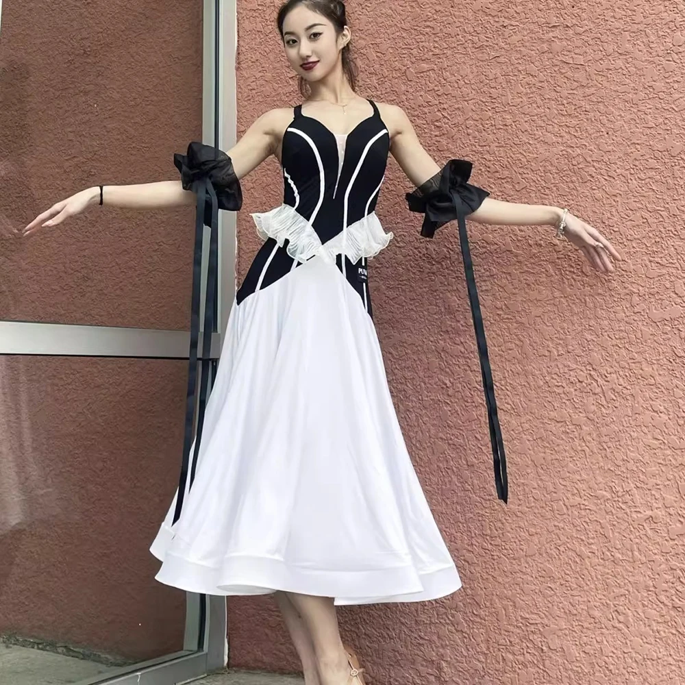 2026 New Arrival Ballroom Dance Dress Standard Women Modern Tango Waltz Competition Practice Costume with Bowknot Ribbon Sleeves
2026 New Arrival Ballroom Dance Dress Standard Women Modern Tango Waltz Competition Practice Costume with Bowknot Ribbon Sleeves