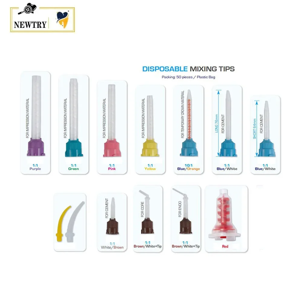 Multi-types Dental Impression Materials Mixing Tips 50Pcs/pack Disposable Adhensive Resin Dispensing Gun Conveying Nozzle Tube
Multi-types Dental Impression Materials Mixing Tips 50Pcs/pack Disposable Adhensive Resin Dispensing Gun Conveying Nozzle Tube