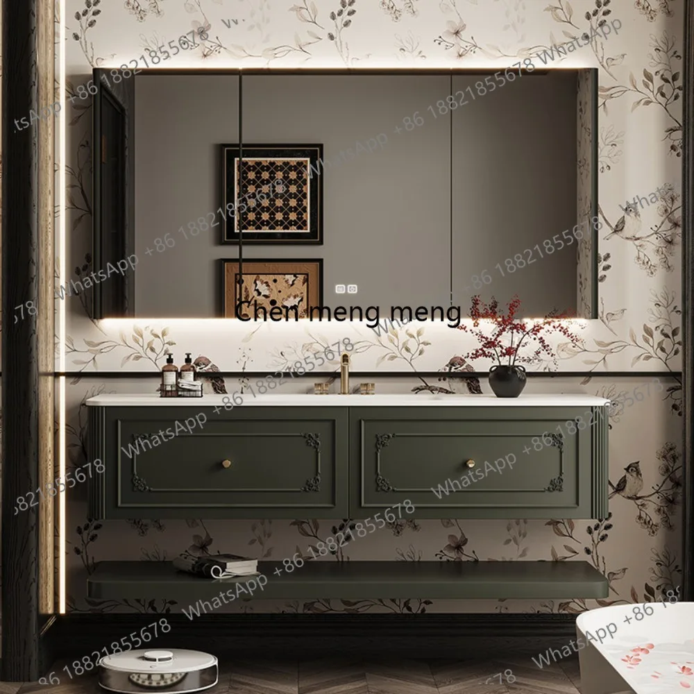 French retro cream style bathroom cabinet combination slate hot bending integrated basin intelligent washbasin
French retro cream style bathroom cabinet combination slate hot bending integrated basin intelligent washbasin