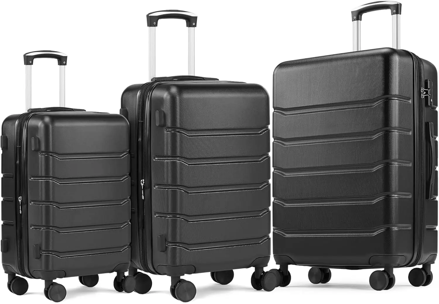 3-Piece Hardside Luggage Set with Spinner Wheels, TSA Lock, Expandable, 20/24/28 Inch, Black
3-Piece Hardside Luggage Set with Spinner Wheels, TSA Lock, Expandable, 20/24/28 Inch, Black