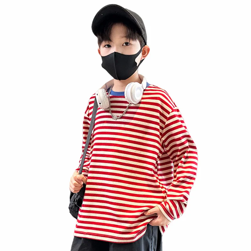 New Casual Kids Long Sleeve Red and White Striped T-shirt for Boys Fashion Cotton Tshirt Outfit Elegant Teens Child Clothing
New Casual Kids Long Sleeve Red and White Striped T-shirt for Boys Fashion Cotton Tshirt Outfit Elegant Teens Child Clothing