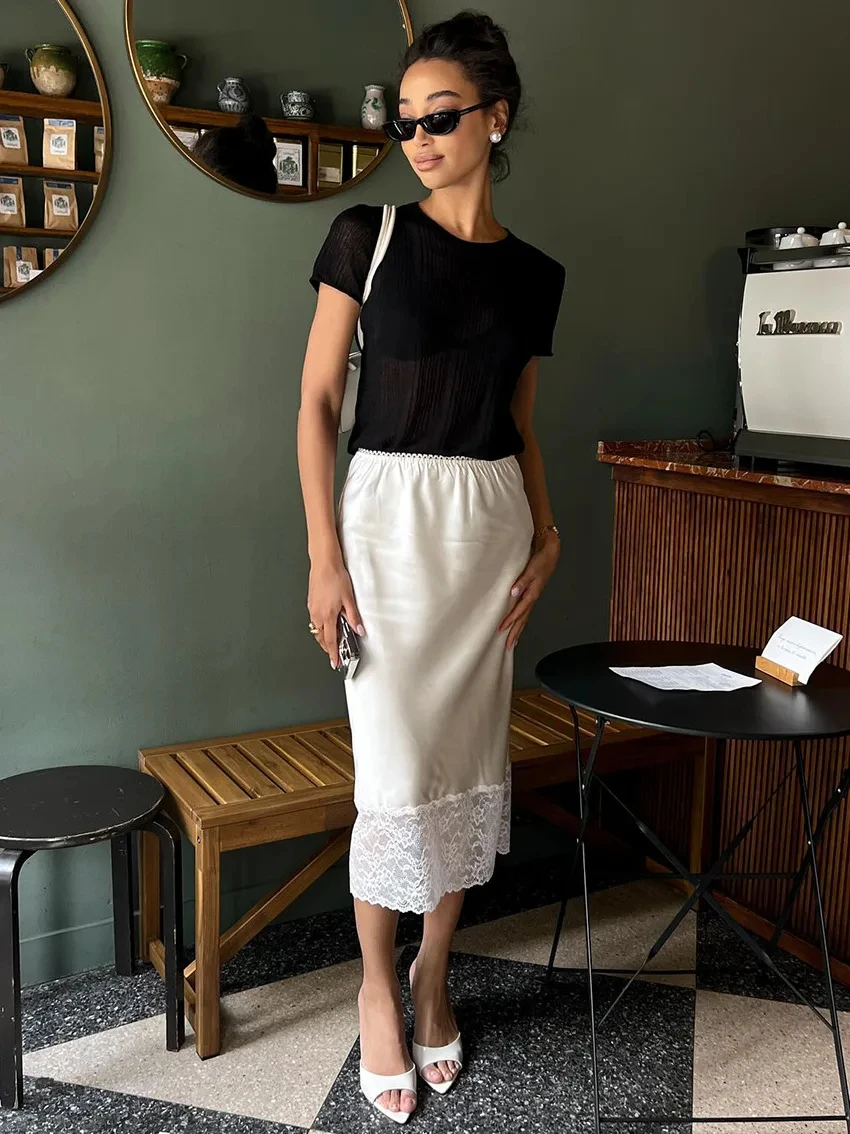 Tossy White Casual Lace Long Skirt For Women Slim High Waist Patchwork Elegant Commute Clothes Summer 2025 Female Maxi Skirt New
Tossy White Casual Lace Long Skirt For Women Slim High Waist Patchwork Elegant Commute Clothes Summer 2025 Female Maxi Skirt New