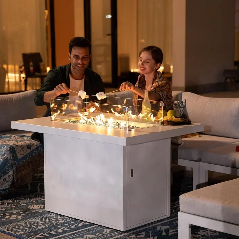 Propane Fire Pit Table, Waterproof Cover Auto-Ignition with 8mm Tempered Glass Table Top and Glass Stone, Gas Fire Pit Table
Propane Fire Pit Table, Waterproof Cover Auto-Ignition with 8mm Tempered Glass Table Top and Glass Stone, Gas Fire Pit Table