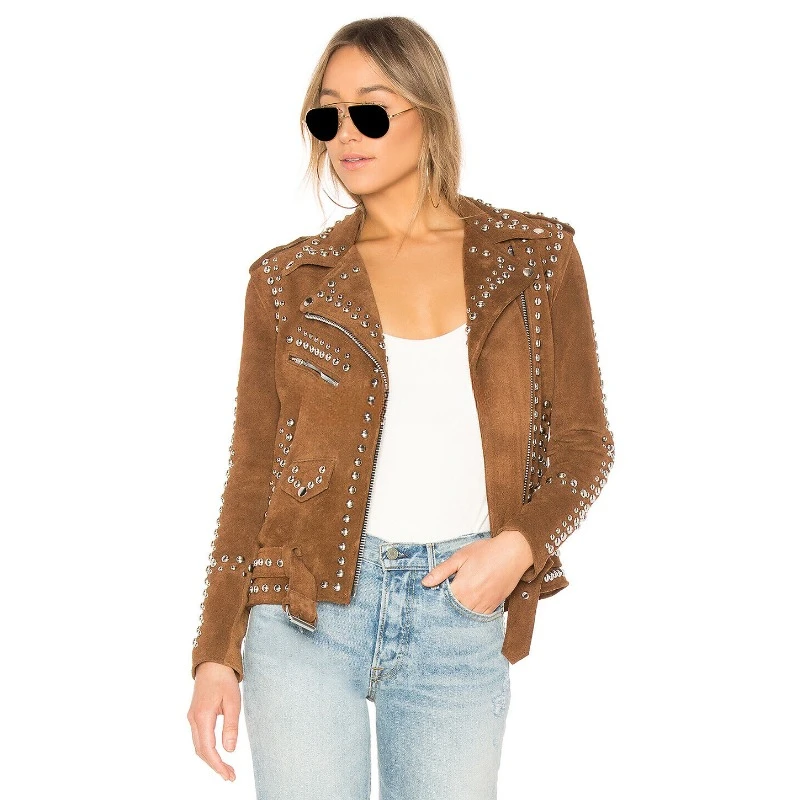 Basic Women's Genuine Lambskin 100% Suede Leather Jacket Tan Biker Collared Coat
Basic Women's Genuine Lambskin 100% Suede Leather Jacket Tan Biker Collared Coat