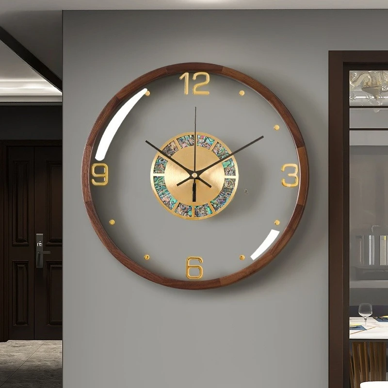 Clock wall clock, living room light luxury creative simple walnut wall mute round clock
Clock wall clock, living room light luxury creative simple walnut wall mute round clock
