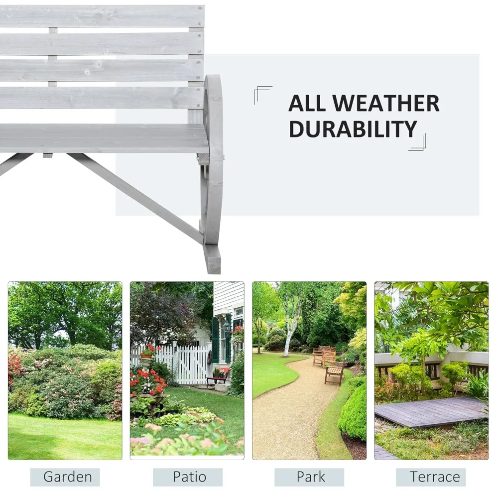 41" Wooden Wagon Wheel Bench, Rustic Outdoor Patio Weather Resistance Furniture, 2-Person Slatted Seat Bench with, Customized
41" Wooden Wagon Wheel Bench, Rustic Outdoor Patio Weather Resistance Furniture, 2-Person Slatted Seat Bench with, Customized
