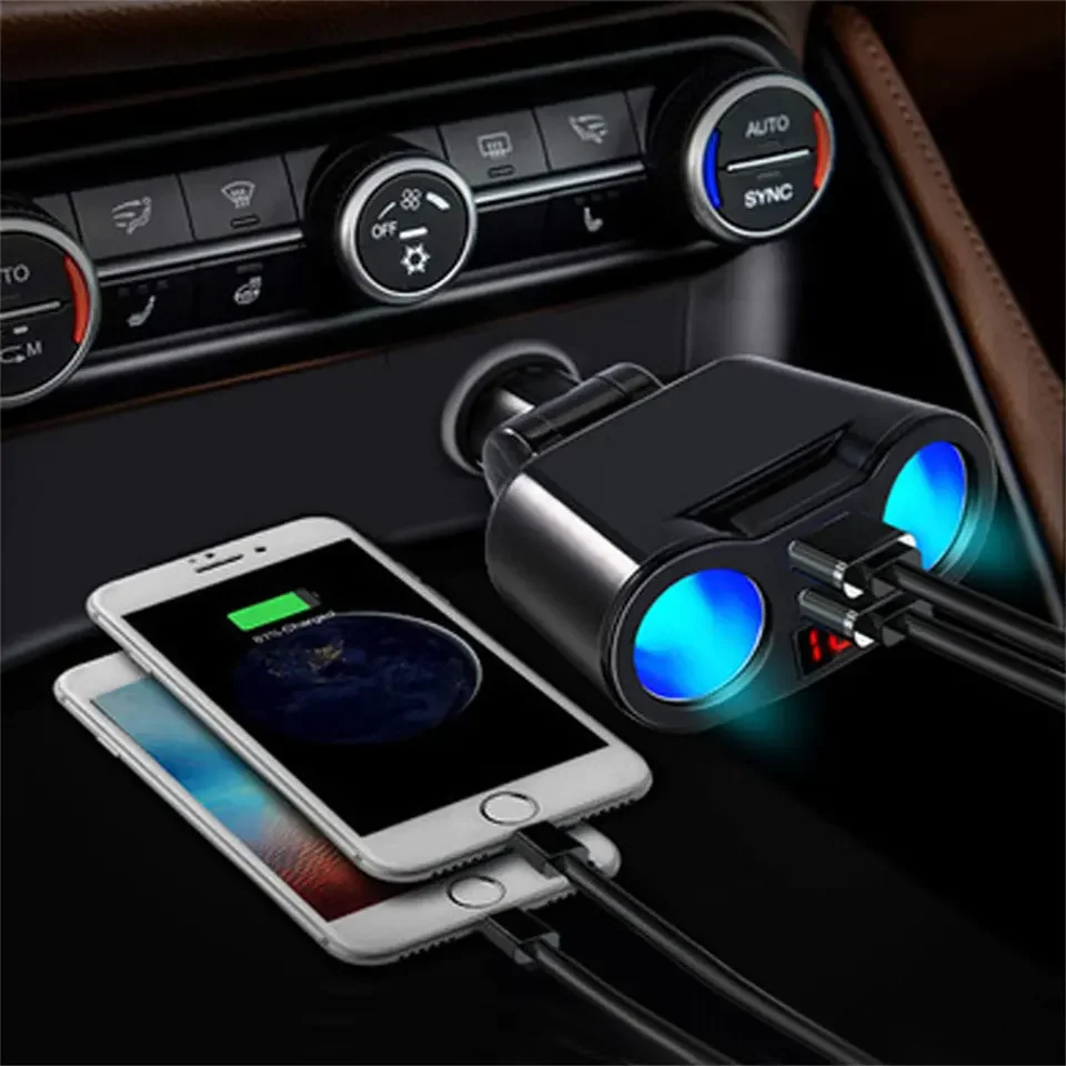 Rotatable Plug Cigarette Lighter Car Charger Dual Usb Ports 2.4A Car Charger Adapter With Led Display Charging For Accessories
Rotatable Plug Cigarette Lighter Car Charger Dual Usb Ports 2.4A Car Charger Adapter With Led Display Charging For Accessories