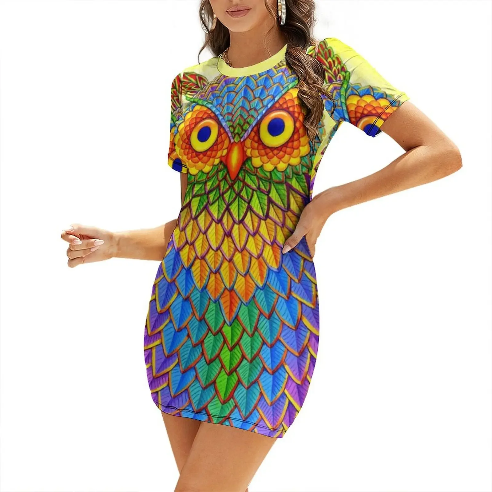 Colorful Psychedelic Rainbow Owl Short-Sleeved Dress birthday dresses for women Women's clothing women's summer jumpsuit Dress
Colorful Psychedelic Rainbow Owl Short-Sleeved Dress birthday dresses for women Women's clothing women's summer jumpsuit Dress