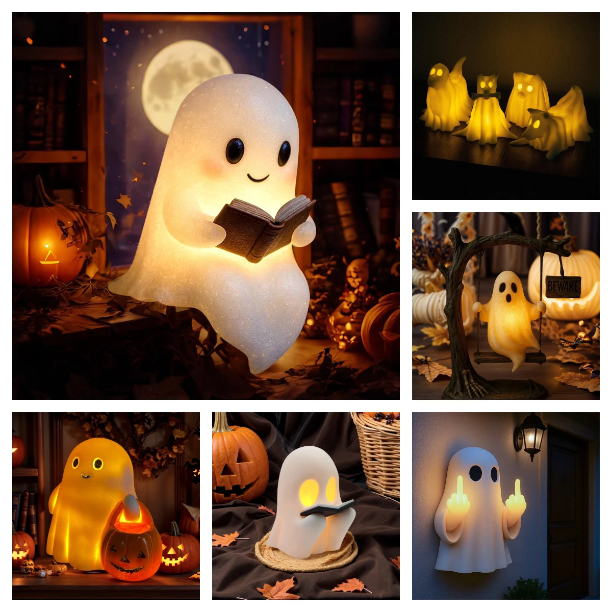 Милая лампа для чтения книг с призраком, светящаяся статуя призрака среднего пальца, светодиодный ночник, настольные украшения из смолы, украшение для дома на Хэллоуин
Милая лампа для чтения книг с призраком, светящаяся статуя призрака среднего пальца, светодиодный ночник, настольные украшения из смолы, украшение для дома на Хэллоуин