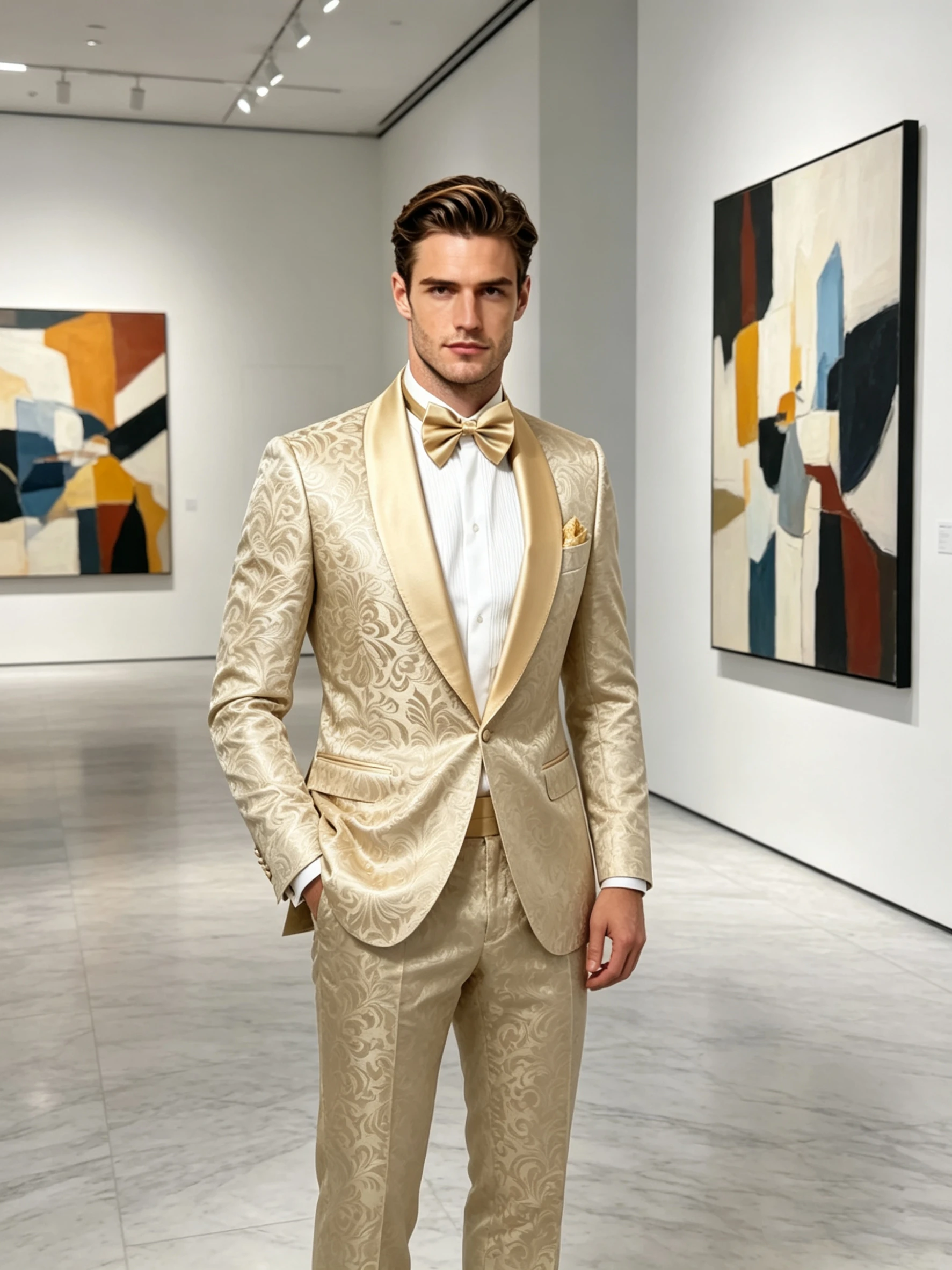 2 Piece Champagne Jacquard Men Suits Handsome Wedding Suit Slim Fit Shawl Lapel Blazer with Pants Casual Suits For Party Prom
2 Piece Champagne Jacquard Men Suits Handsome Wedding Suit Slim Fit Shawl Lapel Blazer with Pants Casual Suits For Party Prom
