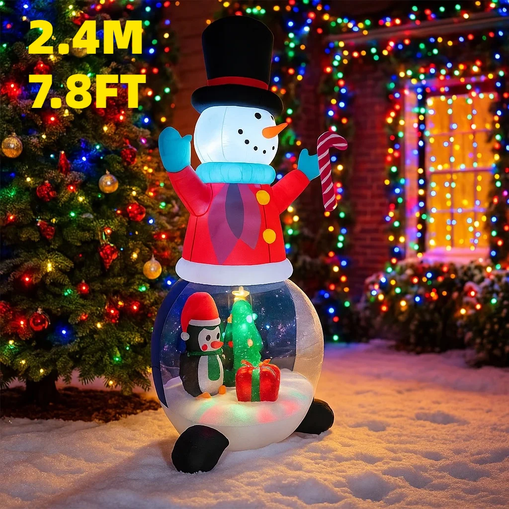 2.4M/7.8FT Inflatable Snowman with Penguin and Christmas Tree Lights LED Home Decorations Toys Yard Xmas Holiday Decor Supplies
2.4M/7.8FT Inflatable Snowman with Penguin and Christmas Tree Lights LED Home Decorations Toys Yard Xmas Holiday Decor Supplies