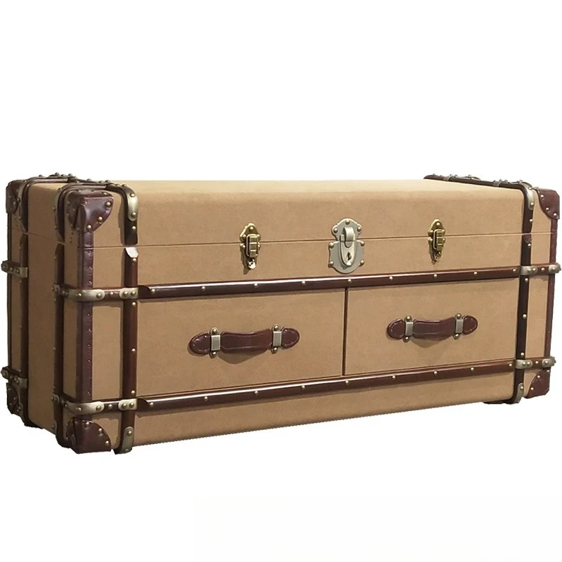 Vintage canvas TV rattan copper nail personality storage cabinet
Vintage canvas TV rattan copper nail personality storage cabinet