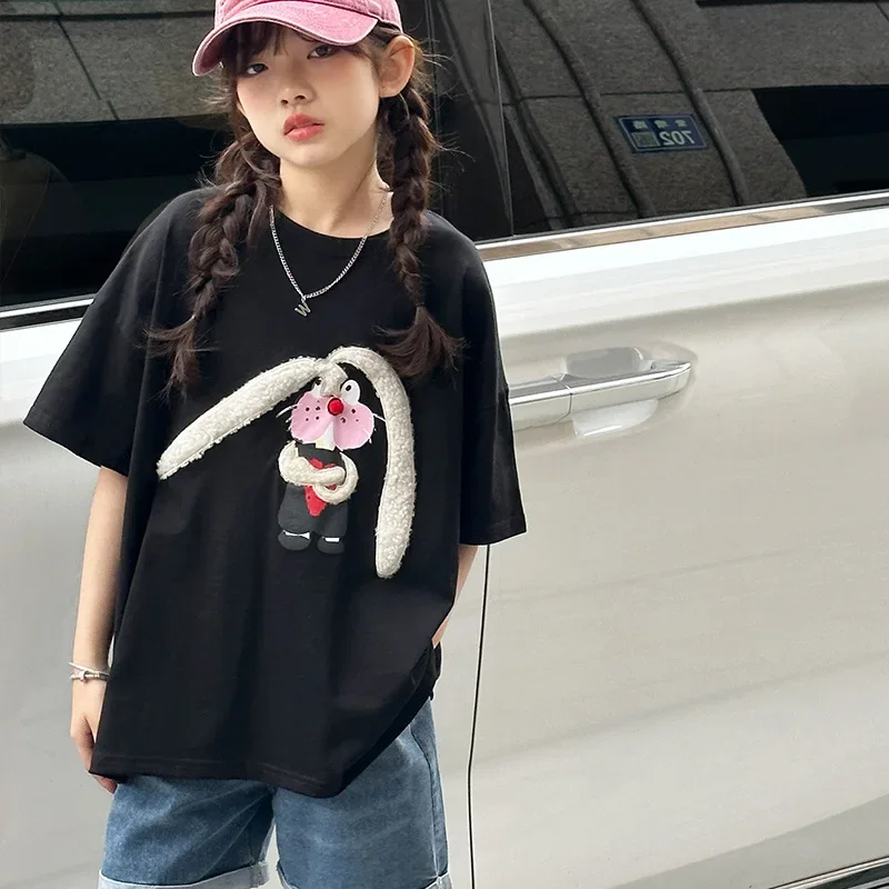 2024 Korean Summer Children Girl Casual T-shirt Teenager Girl Cartoon Rabbit Printed Short Sleeve Tops School Girl Loose Tees
2024 Korean Summer Children Girl Casual T-shirt Teenager Girl Cartoon Rabbit Printed Short Sleeve Tops School Girl Loose Tees