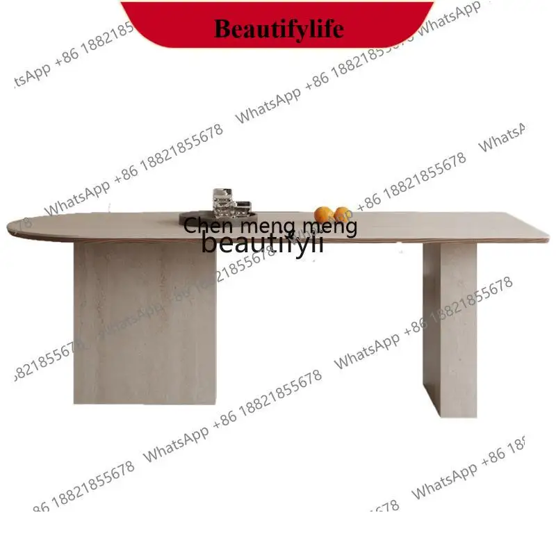 z183 Medieval French full travertine rock slab hemming dining table table island table semicircle
z183 Medieval French full travertine rock slab hemming dining table table island table semicircle