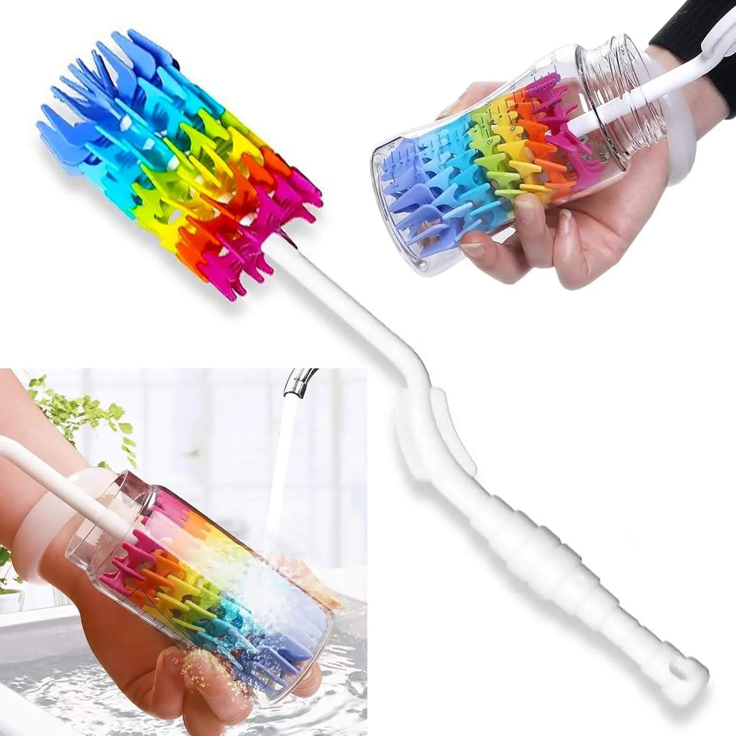 360° Rotating Silicone Bottle Brush for Baby Milk Bottles, Cups & Narrow Neck Brewing Bottles - Long Handle, Soft Bristles
360° Rotating Silicone Bottle Brush for Baby Milk Bottles, Cups & Narrow Neck Brewing Bottles - Long Handle, Soft Bristles