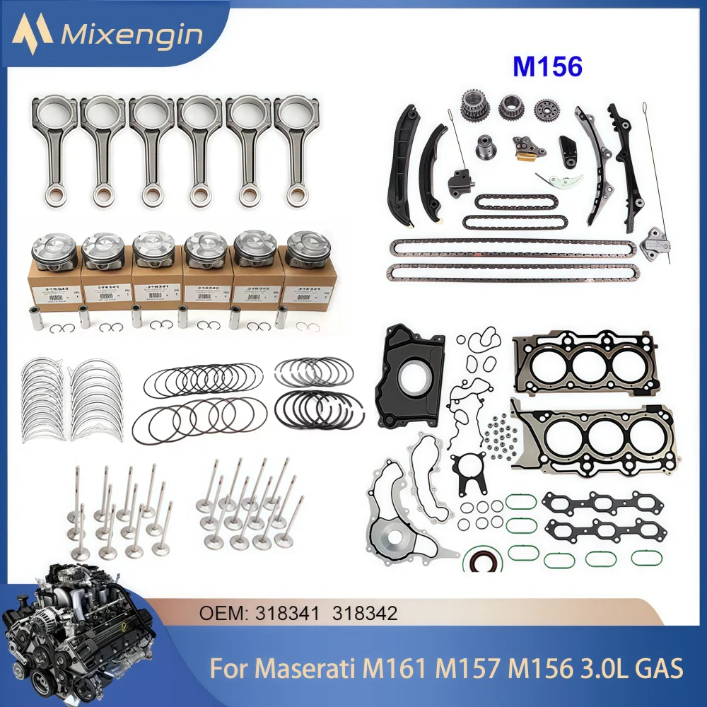 Engine Rebuild Overhaul Kit Piston Connecting rod gasket Set For Maserati Levante M161 Ghibli M157 Quattroporte M156 3.0 V6 GAS
Engine Rebuild Overhaul Kit Piston Connecting rod gasket Set For Maserati Levante M161 Ghibli M157 Quattroporte M156 3.0 V6 GAS