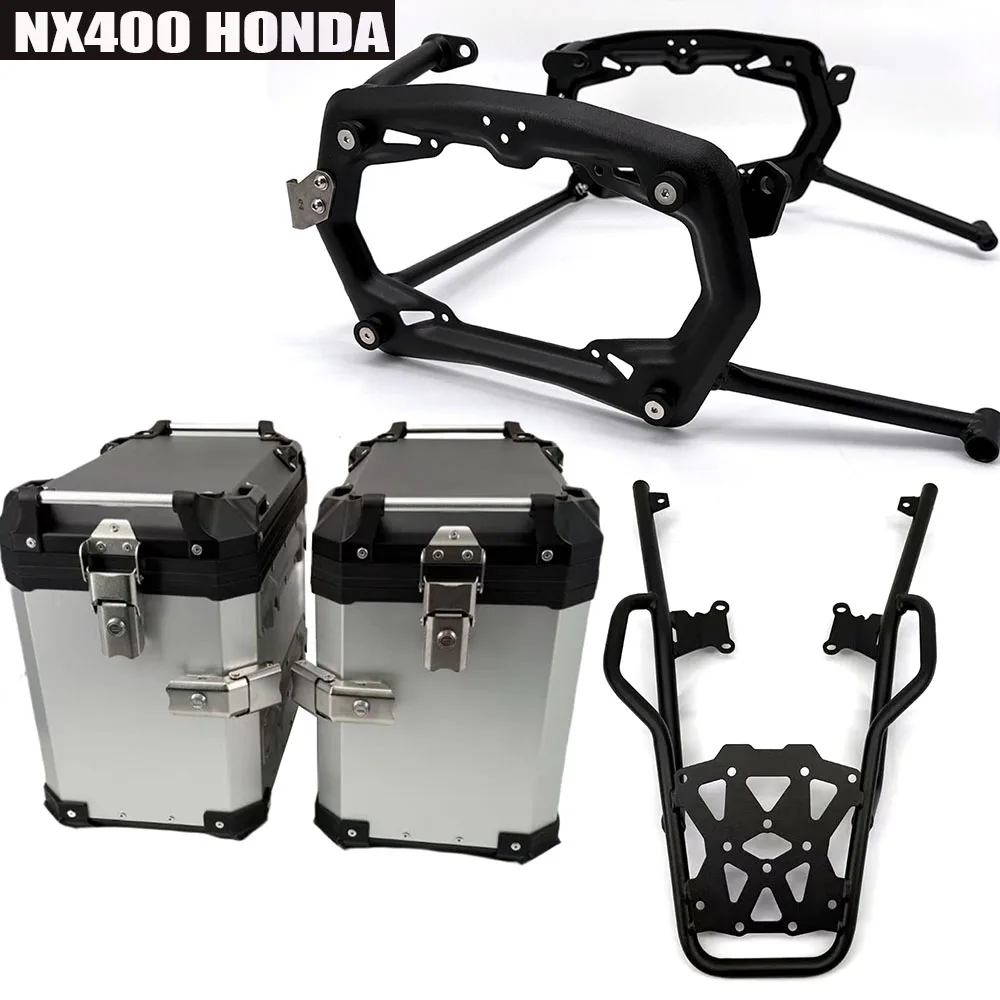 Compatible with Honda NX400 (400NX): Dedicated Rear Rack & Side Case Mounting Brackets — Includes 38L Aluminum Side Cases