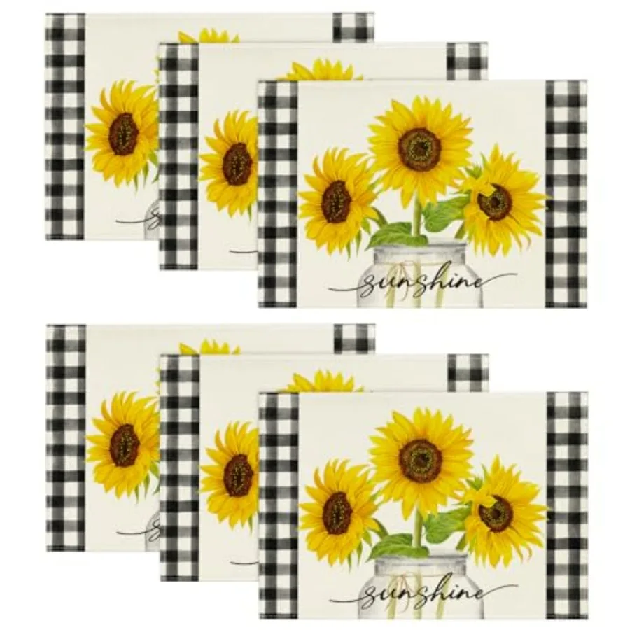 Buffalo Plaid Sunflower Sunshine Vase Summer Placemats Set of 6, 12x18 Inch Spring Table Mats for Party Kitchen Dining Decorati
Buffalo Plaid Sunflower Sunshine Vase Summer Placemats Set of 6, 12x18 Inch Spring Table Mats for Party Kitchen Dining Decorati